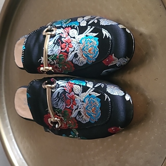 Silent D Silk Embroidery "Gracelee" Flat Mules Sz 38 /US 7/7.5 - Picture 2 of 6
